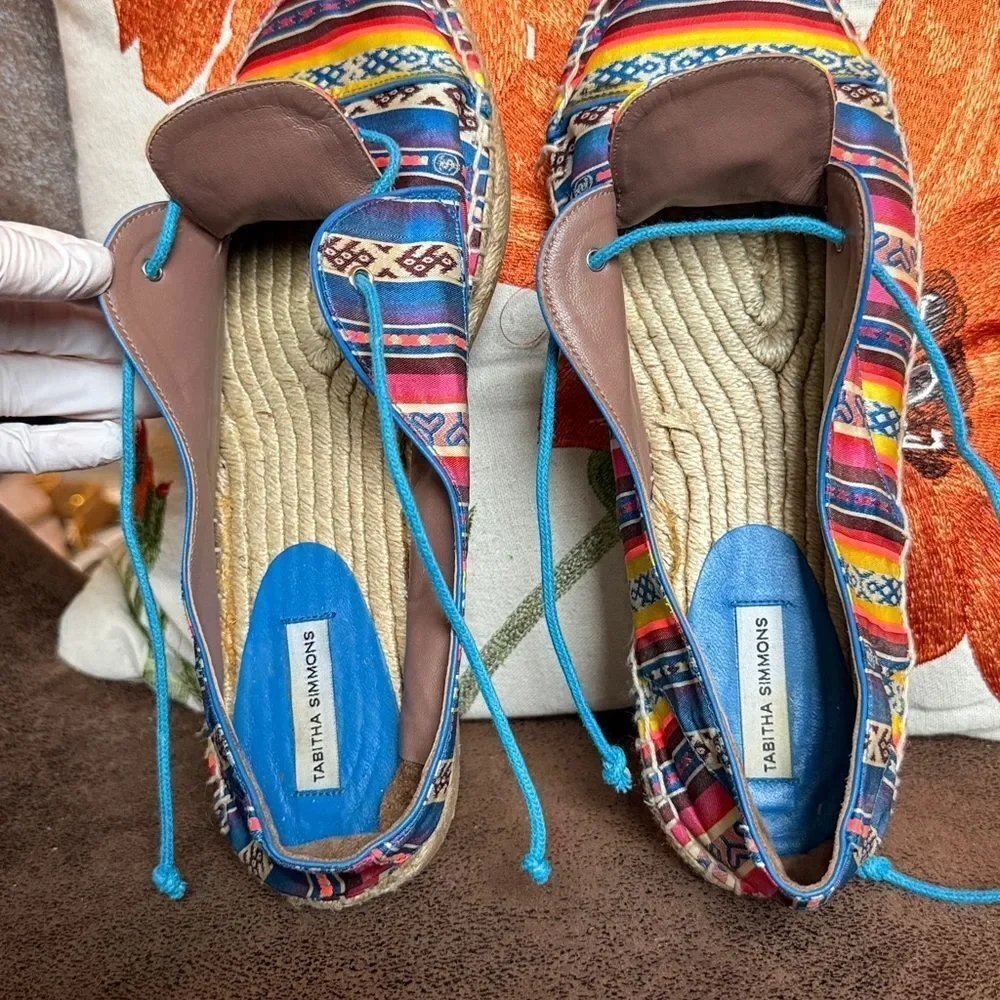 TABITHA SIMMONS ESPADRILLES BOHO BEACH SUMMER FESTIVAL FLATS SPAIM SPAIN VGC 39